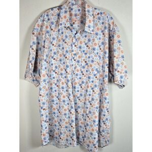 Luchiano Visconti Mens Short Sleeve Button Shirt XLB Hensley's‎ Blue Orange